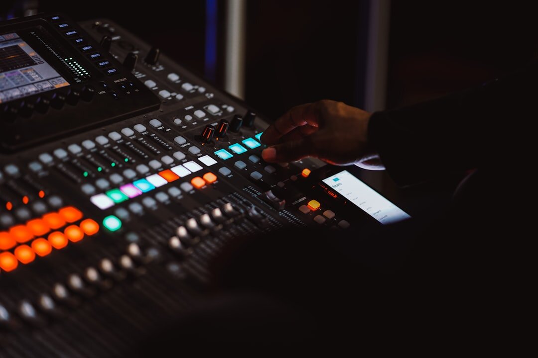 sound engineer editing podcast