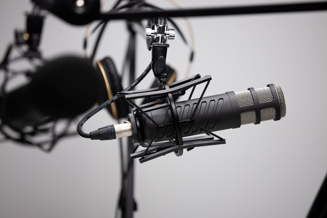 close up of podcast microphone
