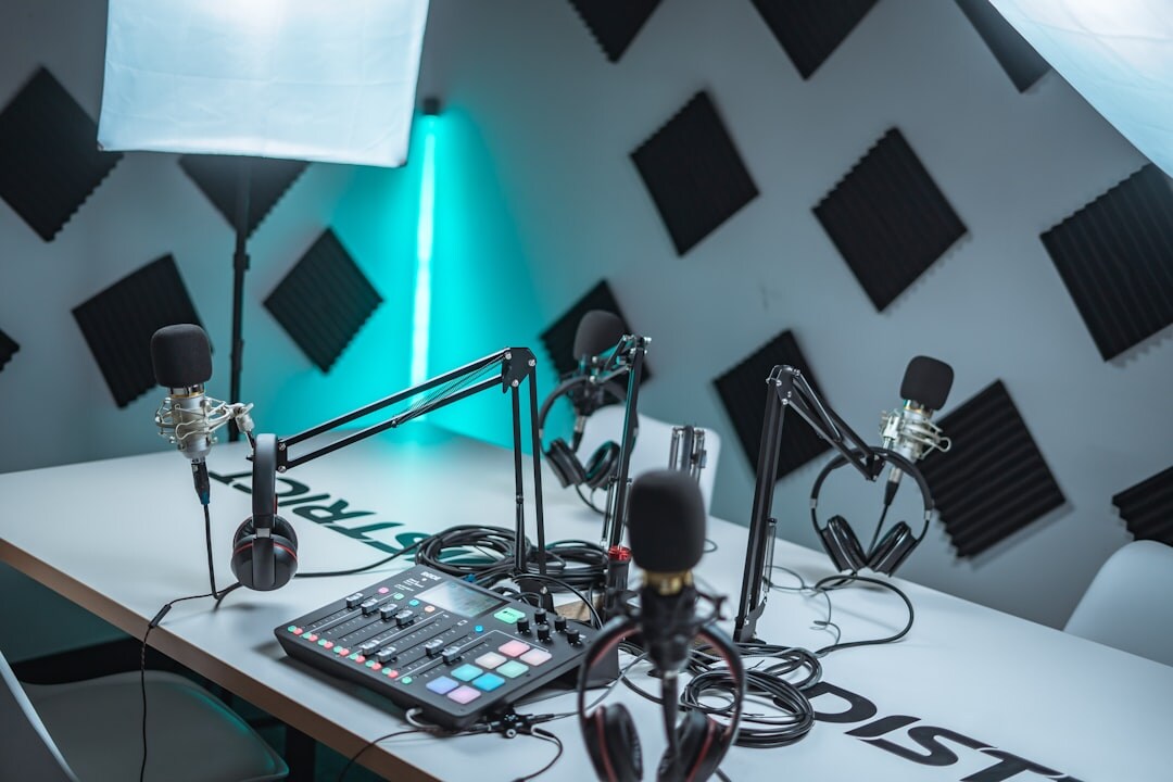 podcast host recording