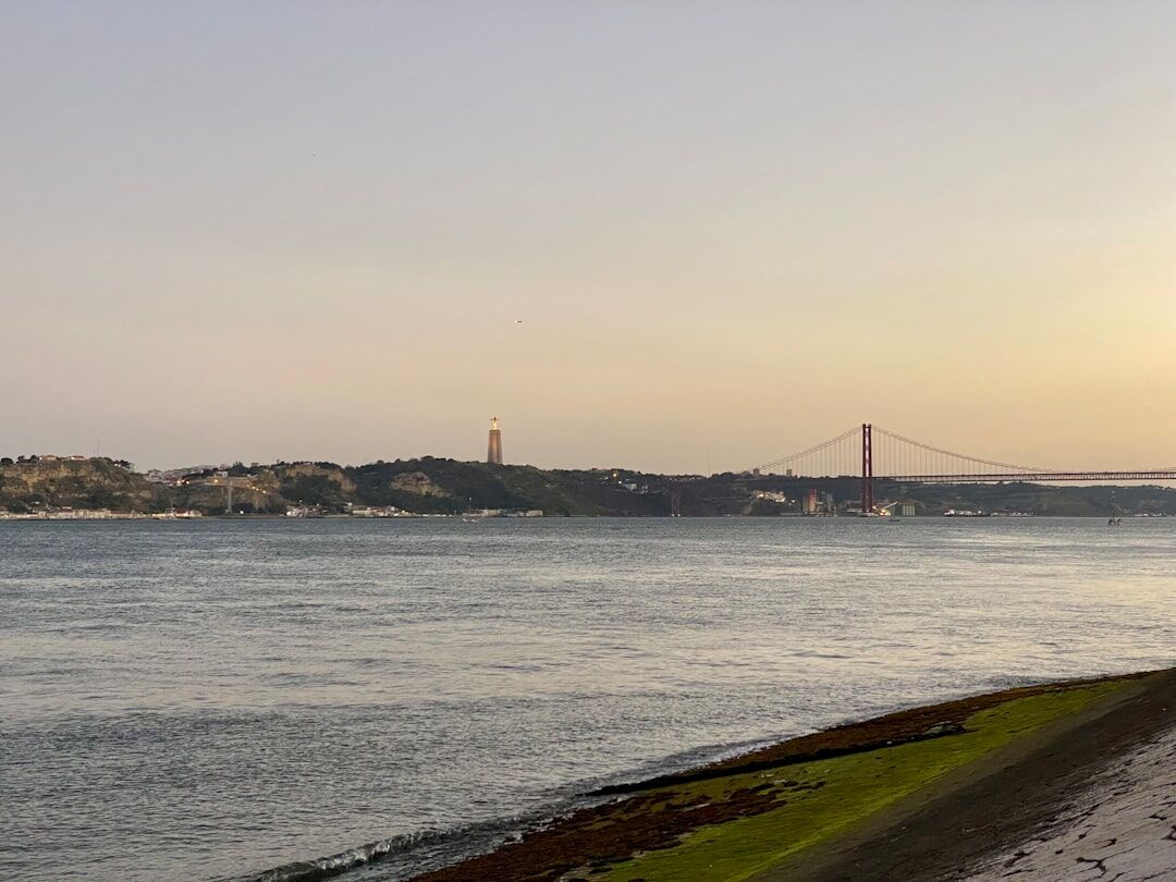 Lisbon skyline with the Tagus river at dusk