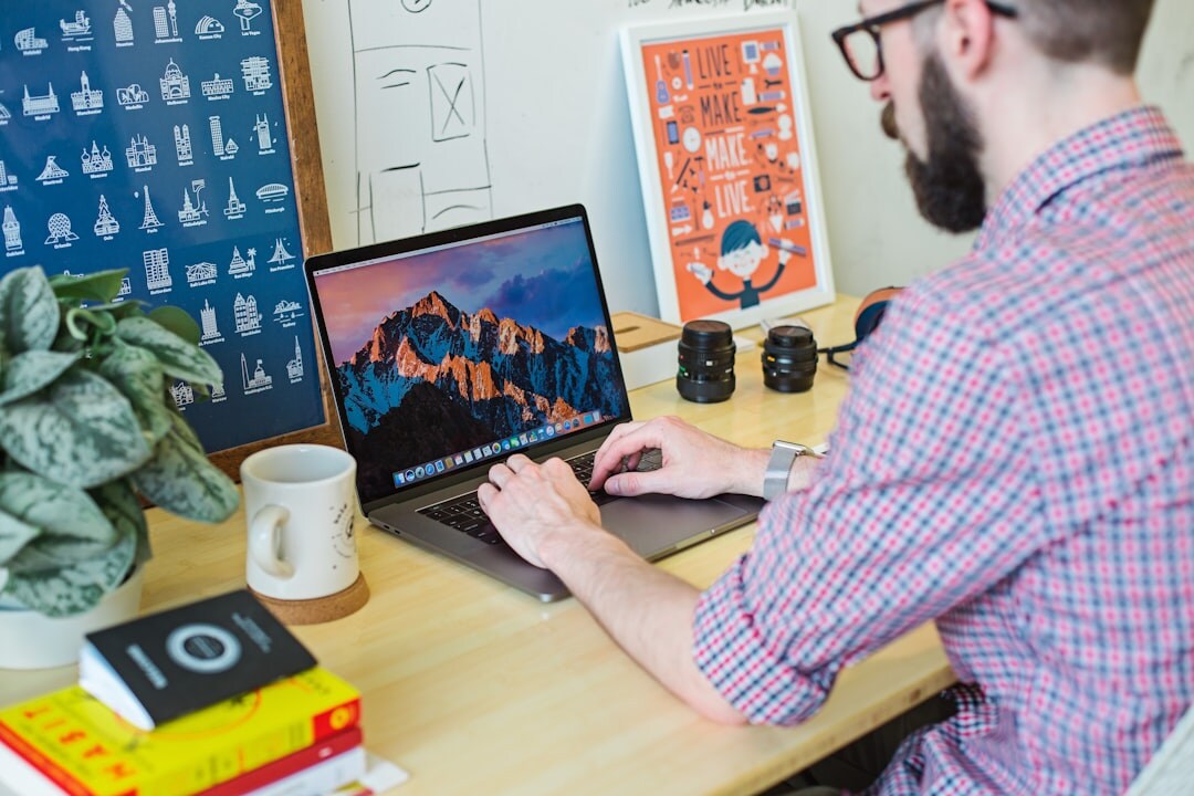 blog writer at desk