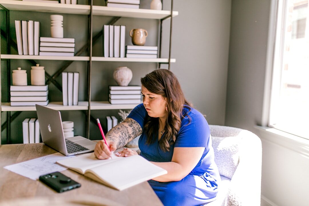 person planning content at desk