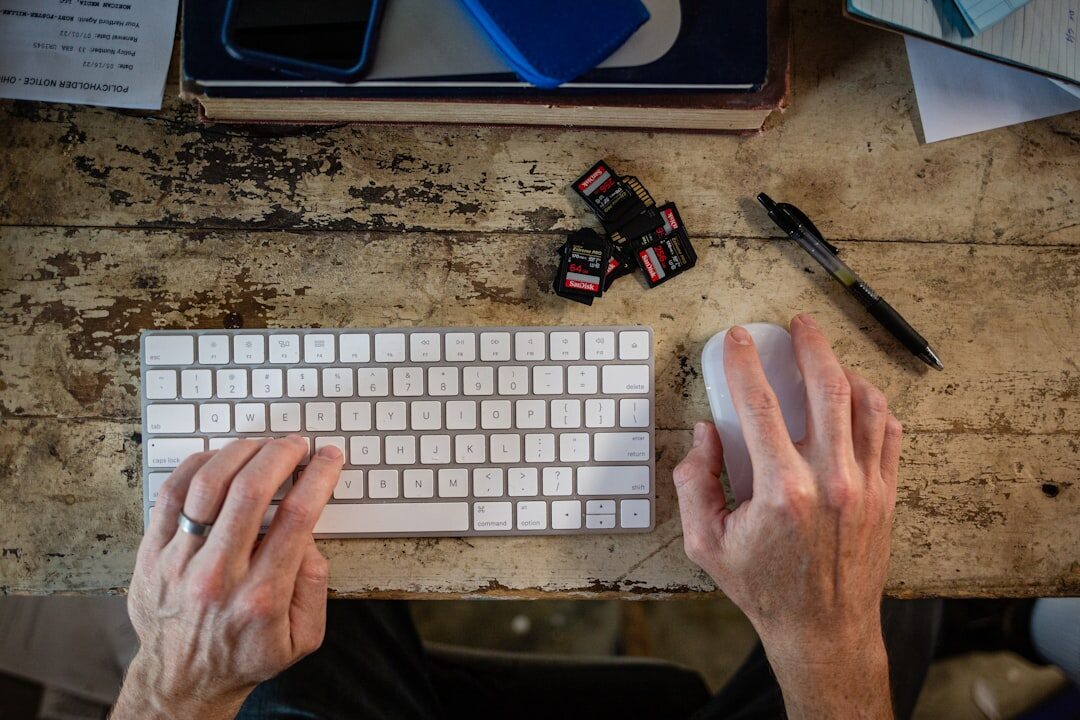 blog writer at desk